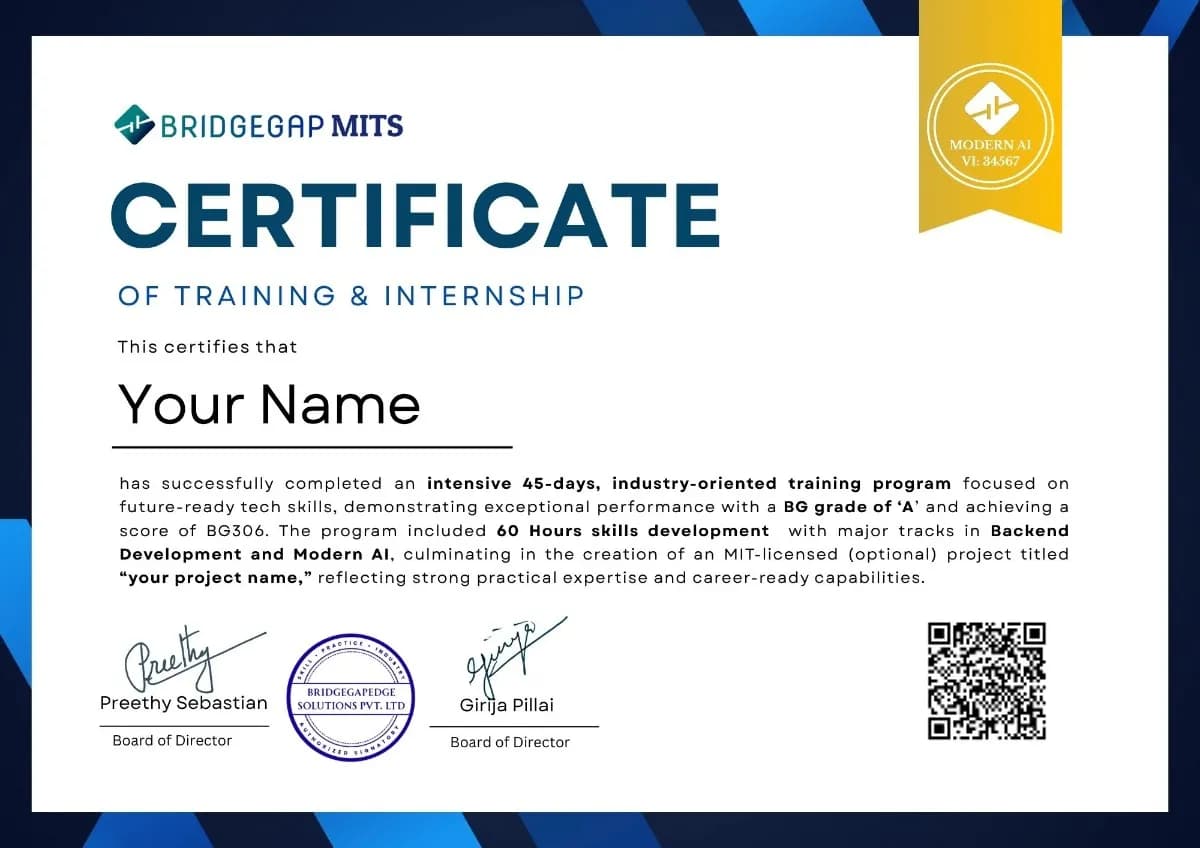BridgeGap Completion Certificate